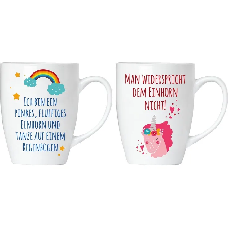 Man widerspricht dem Einhorn nicht Tassen Set aus Keramik - Grußkarte und Geschenkpackung