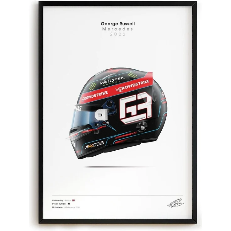 Poster Formel 1 Rennwagen Helm Rennfahrer Name Unterschrift · Deko Print ohne Rahmen - A Hamilton / 40x50 cm – Bild 2
