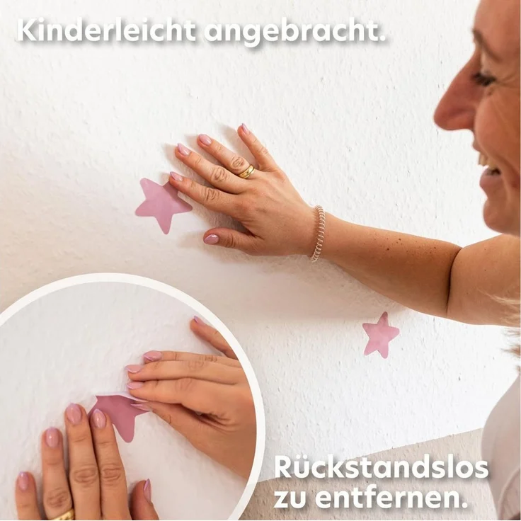 lilimaus Wandsticker Herzen, Sterne & Punkte selbstklebend - Deko fürs Kinderzimmer (132 St), Herzen, Sterne oder Punkte - 36er- & 132er-Set, ablösbar – Bild 3