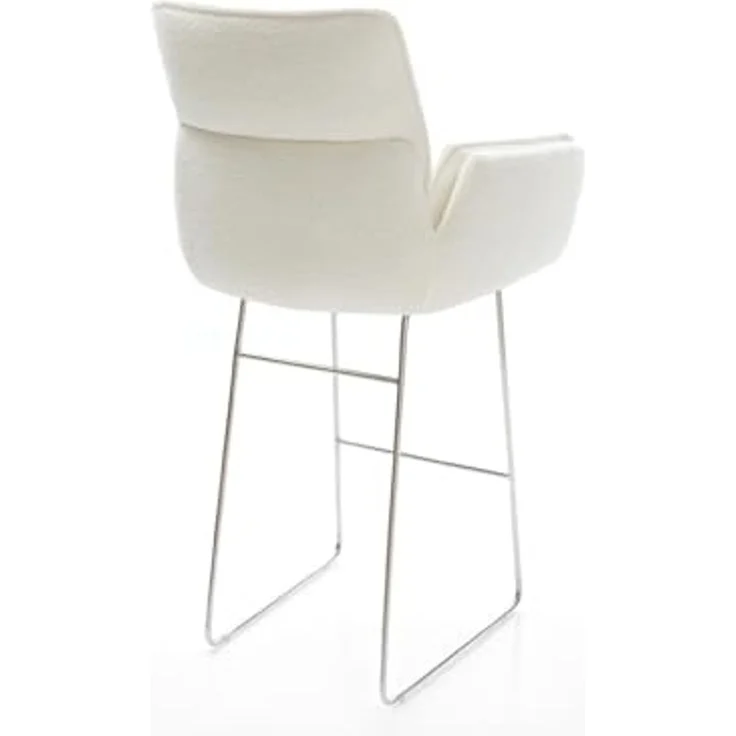 Barstuhl Nela-Flex Bouclé Soft Beige Kufengestell Edelstahl Silberfarben – Bild 6