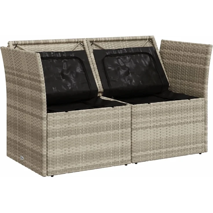 vidaXL Gartensofa mit Kissen 2-Sitzer Hellgrau Poly Rattan 366192 – Bild 8