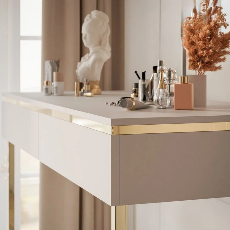 Lookway Schminktisch AURORA GOLD KASCHMIR auf einem goldenen Gestell – Bild 3