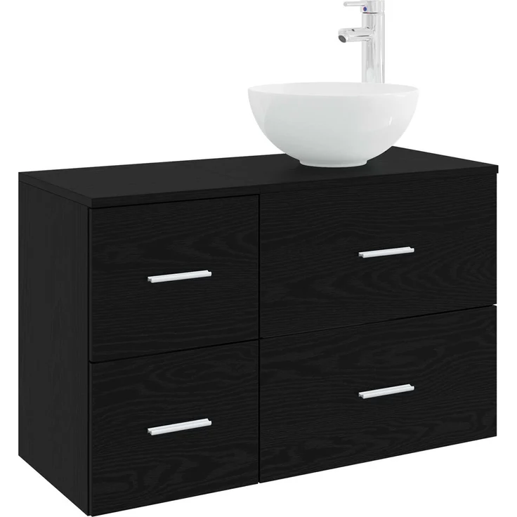 vidaXL Badezimmerschrank-Set 2 stk. Schwarz Eichen-Optik 3403945 – Bild 2