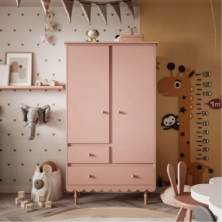 Lookway Kinderkleiderschrank BABUSHKA Zweitüriger Kleiderschrank mit Schubladen (1x Schrank) – Bild 2