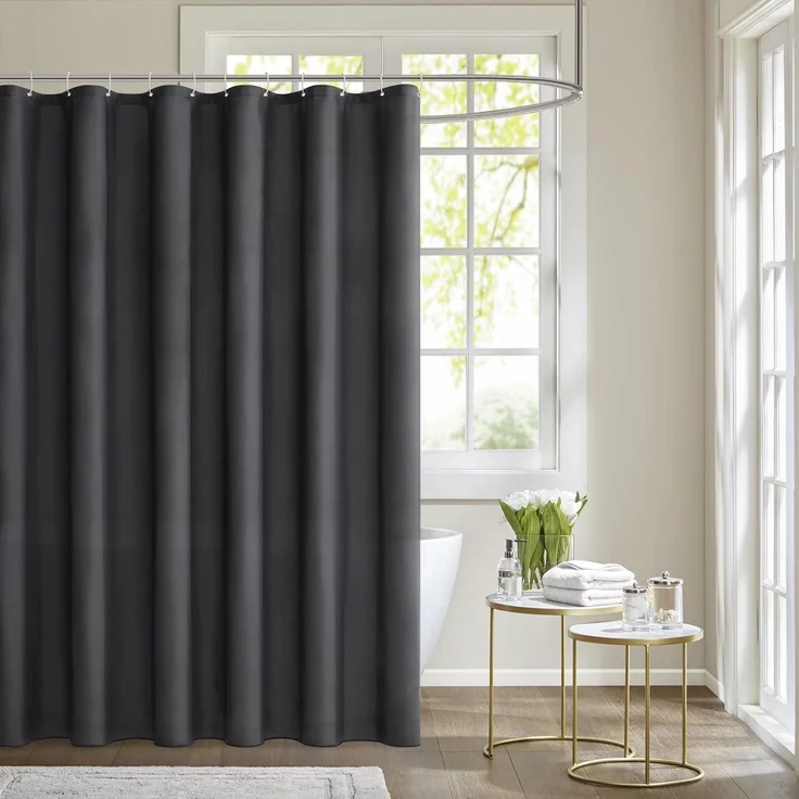 MIULEE Duschvorhang 180x210cm Weiß Wasserdicht Anti-schimmel Textil waschbar – Bild 2