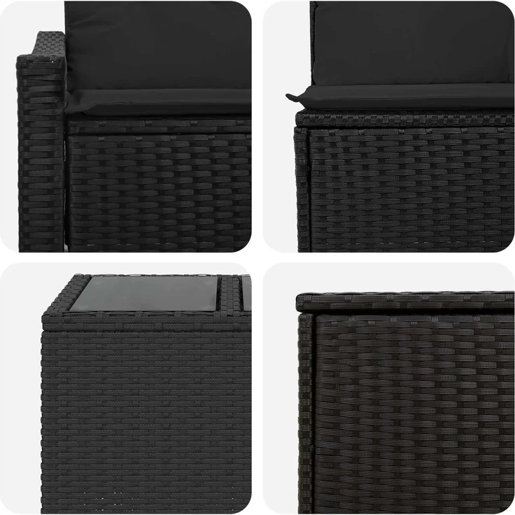 vidaXL Sofa Set 8 stk. Schwarz Polyrattan und Stahl 3448206 – Bild 8