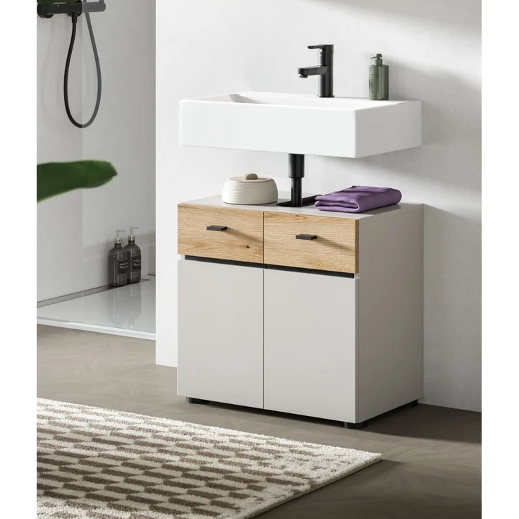Aqua Waschbeckenunterschrank in Kaschmir Melamin – Bild 6