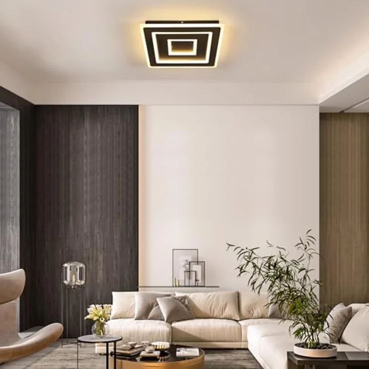 Comely LED Deckenleuchte Schwarz Quadrat für Wohnzimmer, 52W 5850LM 40cm Moderne Deckenlampe Quadratisch Deckenbeleuchtung Lampen für Schlafzimmer, Wohnzimmer, Warmes Licht 3000K – Bild 6