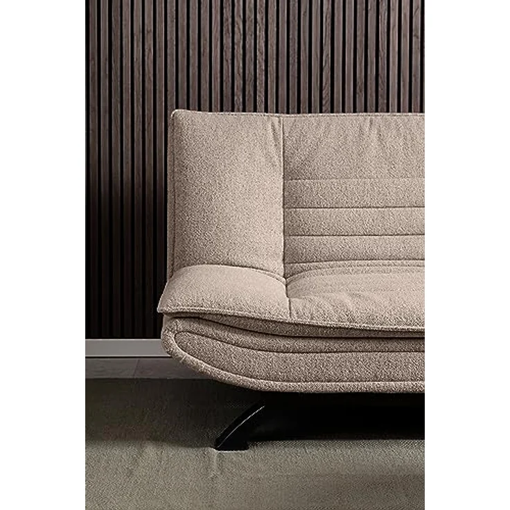 AC Design Furniture Jasper Schlafsofa in Beige, mit 3 Liegepositionen, Moderner 3-Sitzer ohne Armlehne, Gepolstertes Sofa mit Bouclé-Bezug und Schwarzen Beinen, B: 196 x H: 91 x T: 98 cm – Bild 13