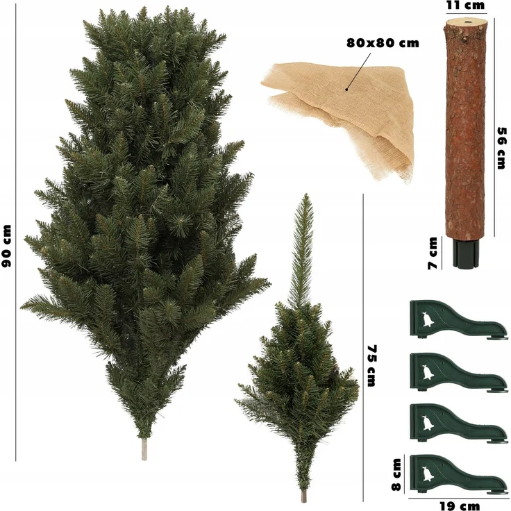KADAX Künstlicher Weihnachtsbaum auf Stamm, 220 cm, Fichte natur – Bild 4