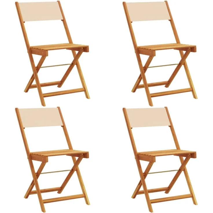 vidaXL Gartenstühle 4 Stk. Klappbar Beige Stoff und Massivholz 3214619 – Bild 1