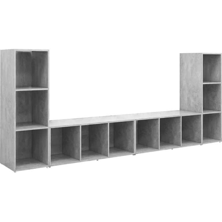 4 pcs TV-Schrank, Fernsehschrank Betongrau 107x35x37 cm Holzwerkstoff – Bild 2