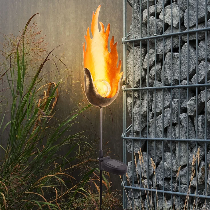 3er Set LED Solarlampen im Flammen Design, Feuereffekt – Bild 4