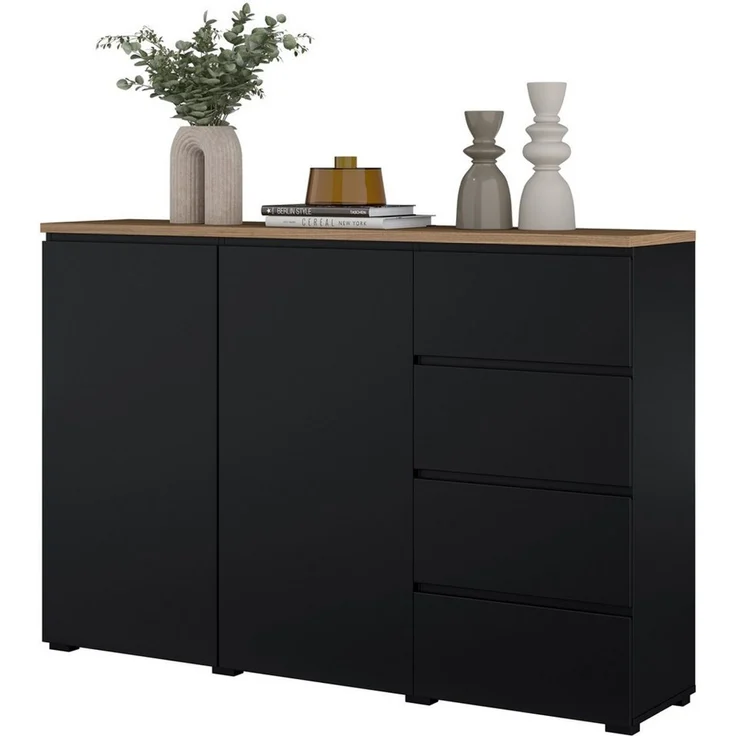 OTTO home Highboard Modo, Breite 150 cm, moderne grifflose Kommode 2Türen/4 SK, Schubladenkommode mit viel Stauraum, Einlegeböden verstellbar – Bild 3