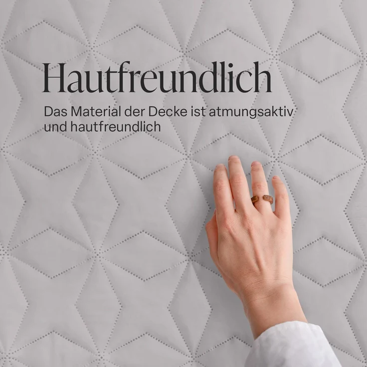 Tagesdecke (Silber) 220x240 cm mit wattierter Zwischenlage, Bettüberwurf - Überwurfdecke, Sommerdecke gesteppt - Steppdecke, Wendedecke – Bild 4