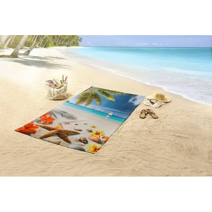 good morning Strandtuch Havana, Velours (Packung, 1-St), Mikrofaser, Velours, Strandtuch, saugfähig, 100x180, tropisch, strand