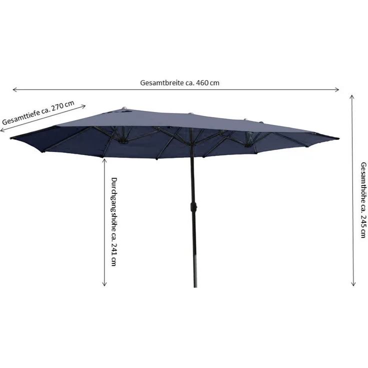 LECO Oval-Schirm "DAS ORIGINAL", Aluminium-/Stahlrohrgestell anthrazit, Polyester anthrazit, 4,6x2,7 m – Bild 6