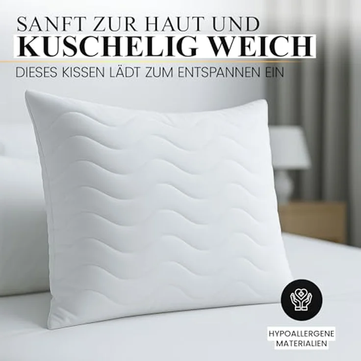 Gentle North Microfaserkissen Hochwertige Kopfkissen in Hotelqualität verschiedene Größen, Füllung: 100% Polyester, Seitschläfer, Rückenschläfer, Seitenschläfer, Bauchschläfer, 1- oder 2-tlg, Reißverschluss für Füllung, waschbar, Made in EU, allergiker... – Bild 4