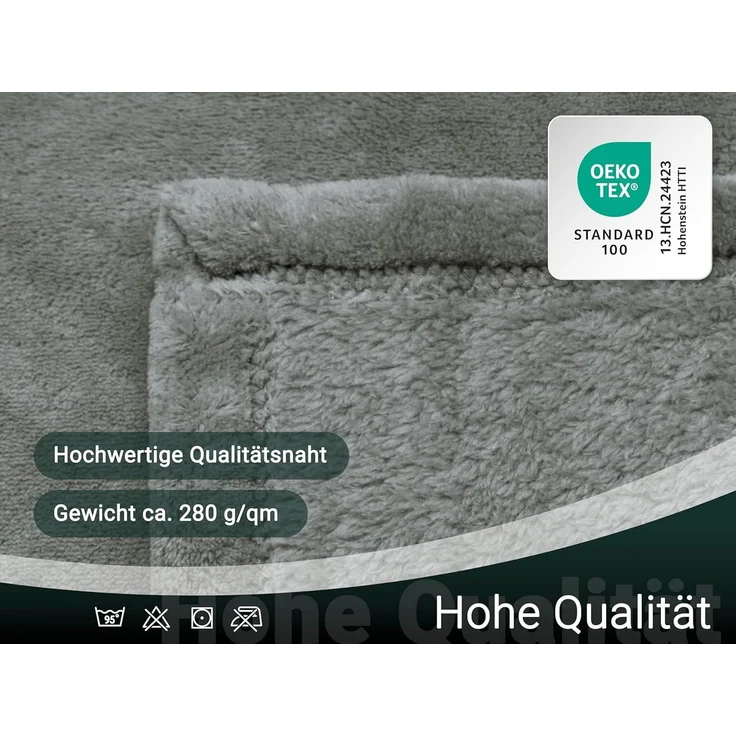 ZOLLNER Kuscheldecke, 220x240 cm, grau (taupe) – Bild 5
