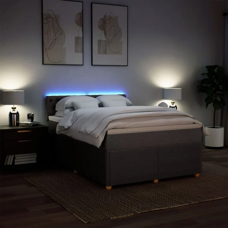 vidaXL Boxspringbett mit Matratze Taupe 160x200 cm Stoff 3289818 – Bild 5