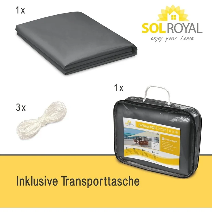Sol Royal Sonnensegel Sonnensegel dreieckig Wasserdicht 3x3x3m SolVision PS9, Grau, Terrasse Sonnensegel Balkon Segeltuch UV Sonnenschutz Garten – Bild 3