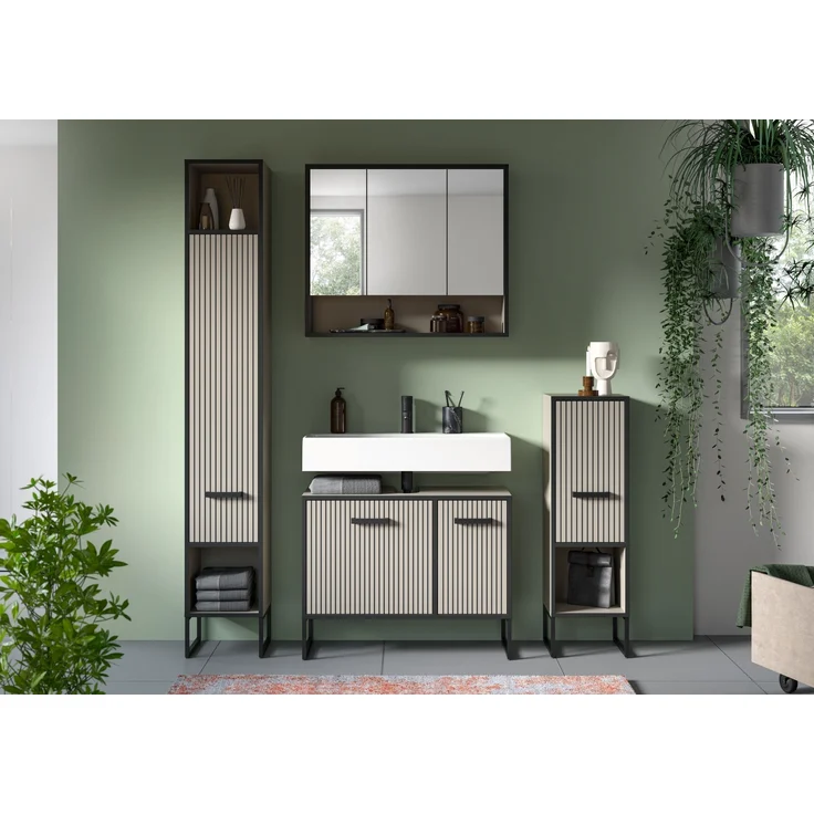 Badezimmer-Set >Bagno< (4-teilig) in kaschmir Dekor - 170x192x36cm (BxHxT) – Bild 3