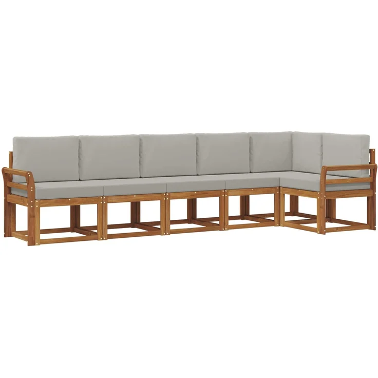 vidaXL Outdoor-Sofagarnitur 6 stk. 6-Sitzer Natur und Hellgrau 3366464 – Bild 2