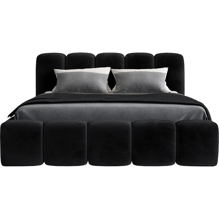 A&J MöbelLand 'Sonic' Polsterbett, Polyester, Schwarz, 160 x 200, mit Lattenrost, mit Bettkasten – Bild 3