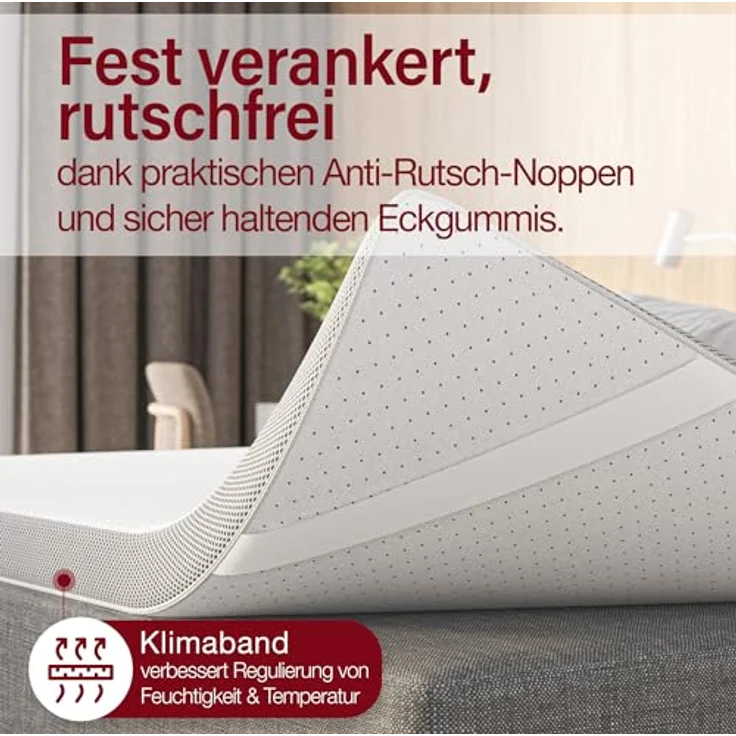EVAN BROWNS Matratzentopper DUO, 7-Zonen Komfort 80 x 200 cm, 7 cm hoch, Memory Foam, wahlweise H2/H3, waschbarer Bezug – Bild 4