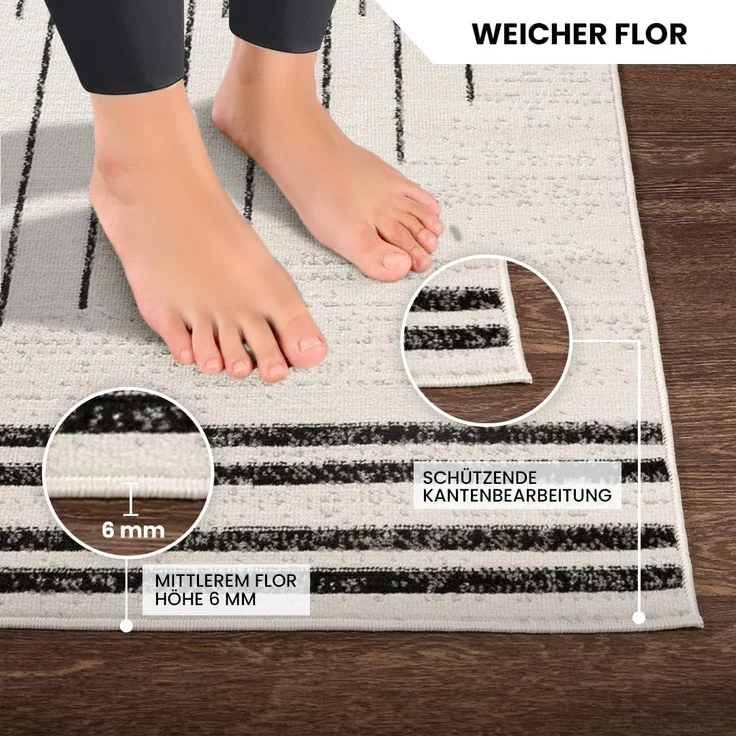 Surya Läufer SANTIAGO, rechteckig, Höhe: 11 mm, Skandinavischer Teppich, Kurzflor Boho-Wohnzimmerteppich, Läufer – Bild 5