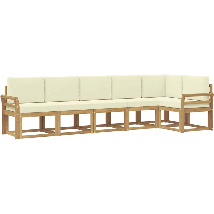vidaXL Outdoor-Sofagarnitur 6 stk. Weiß und Creme Polyester 3387699 – Bild 2