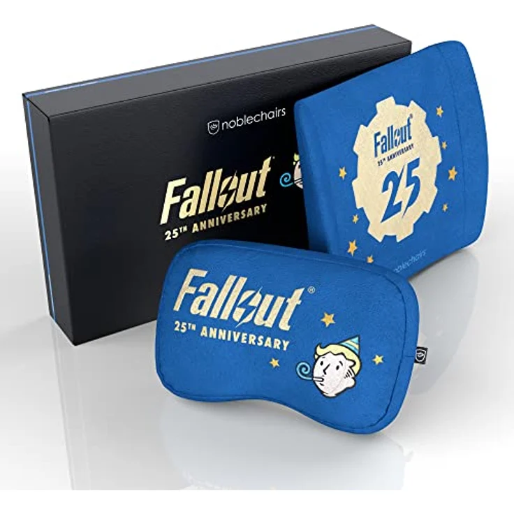 noblechairs Memory Foam Kissen-Set Fallout 25th Anniversary Edition, ergonomisches Kissen mit Lendenwirbelstütze und hochwertiger Stickerei – Bild 1