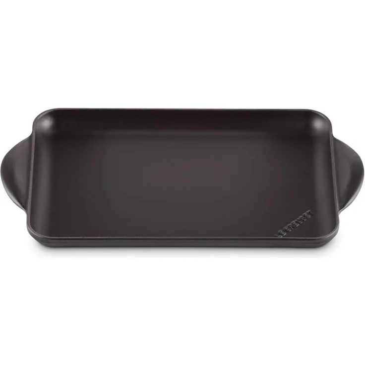 Le Creuset Gusseisen-Grillplatte, Rechteckig, 33x22 cm, Für alle Herdarten inkl. Induktion geeignet, Schwarz