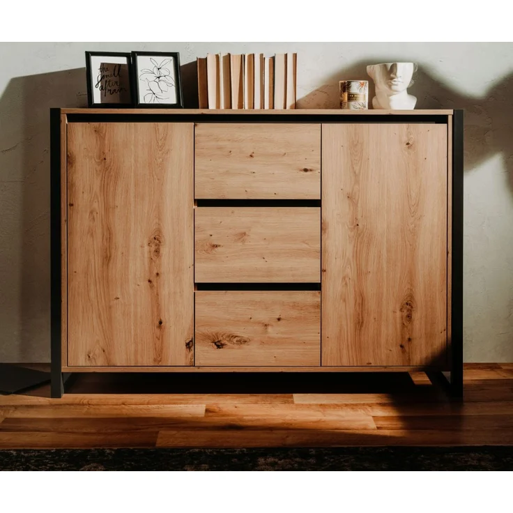 Kommode Malta in Artisan Eiche und Anthrazit 120 x 88 cm – Bild 2