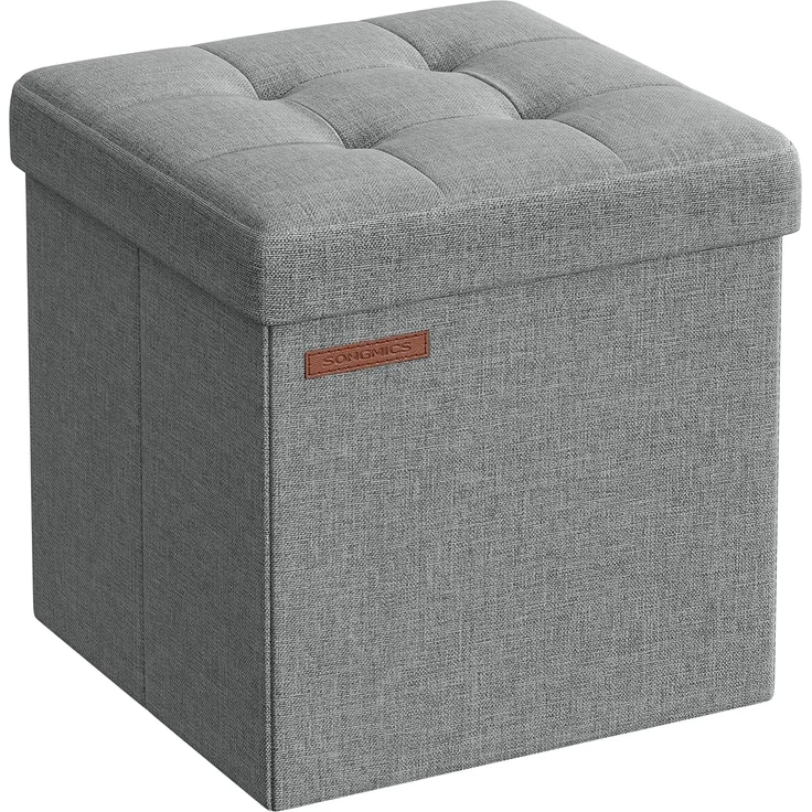Songmics 30 cm Sitzbank mit Stauraum, klappbare Sitztruhe, Aufbewahrungsbox, Fußbank, hellgrau LSF028G02 – Bild 1