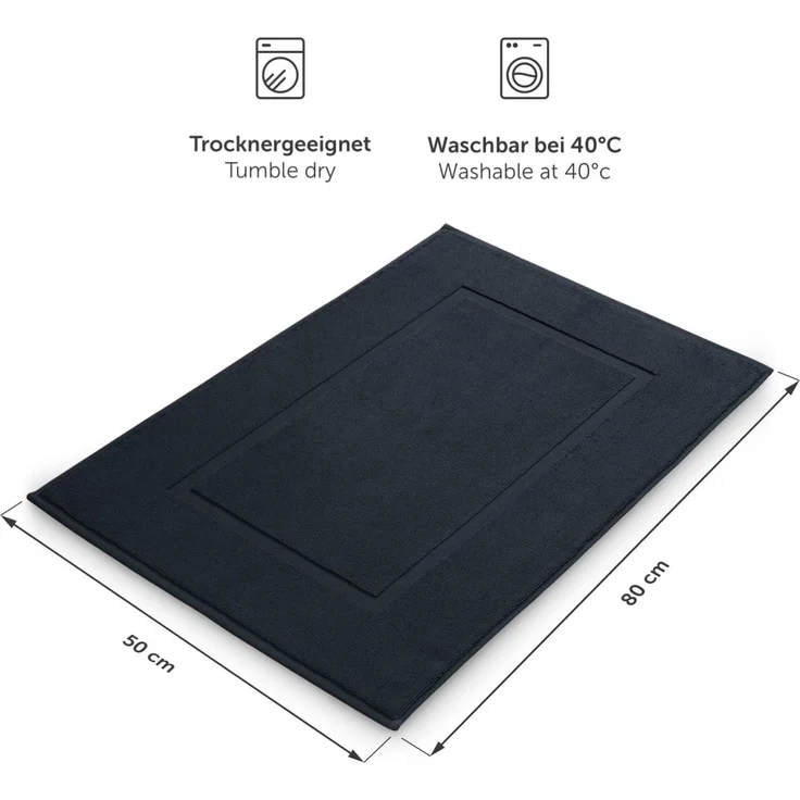 Blumtal Badematte Premium Frottier, schnell trocknend, strapazierfähig, Baumwolle, Rechteckig, 1. St, waschbarer Badvorleger 50x80cm, saugstark & weich – Bild 2