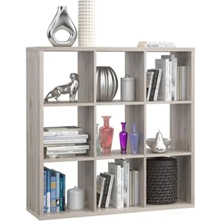 Raumteilerregal >MAURO< 9 Fächer, in Sandeiche - 107,2x107,3x32,9cm (BxHxT) – Bild 4
