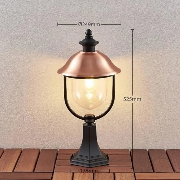 Lindby Außen-Stehlampe Clint, Metall, Kupfer IP44, 1 x 60 W – Bild 4