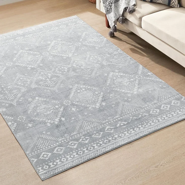 SONGMICS HOME Boho Teppich, 160x230 cm, Schlafzimmer Teppich, Wohnzimmerteppich, rutschfesterteppich, waschbarerteppich, flauschig, Dekoration, für Wohnzimmer, Taubengrau TAR029G02 – Bild 1