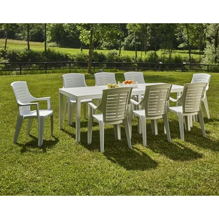 Dmora - Gartentisch Susa, Rechteckiger ausziehbarer Esstisch, ausziehbarer Gartentisch, 100 % Made in Italy, 150x90h72 cm, Weiß – Bild 6