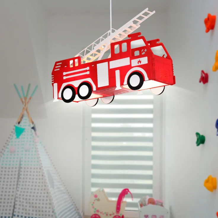 RGB LED Kinder Hängeleuchte im Feuerwehr-Design KITA – Bild 9