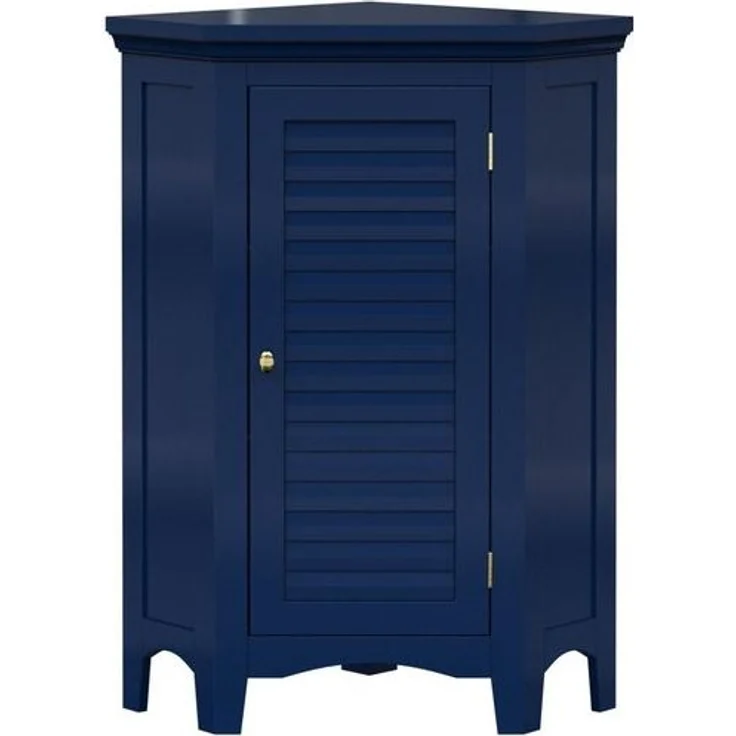 Teamson Home Hochschrank Freistehender Aufbewahrungsschrank aus MDF mit Lamellentür blau – Bild 4