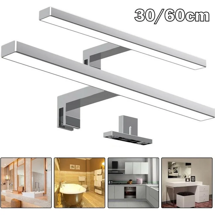 LETGOSPT Spiegelleuchte LED Wandleuchte, 30cm 60cm LED Spiegelleuchte 230V 8W/5W 400lm/650lm, LED fest integriert, Kaltweiß, Aufbauleuchte + Klemmleuchte,Schminklicht,Schrank-Beleuchtung 230V