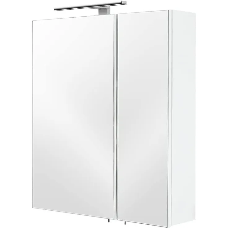 Badmöbel Badezimmer Gästebad Spiegelschrank mit Lampe, weiß