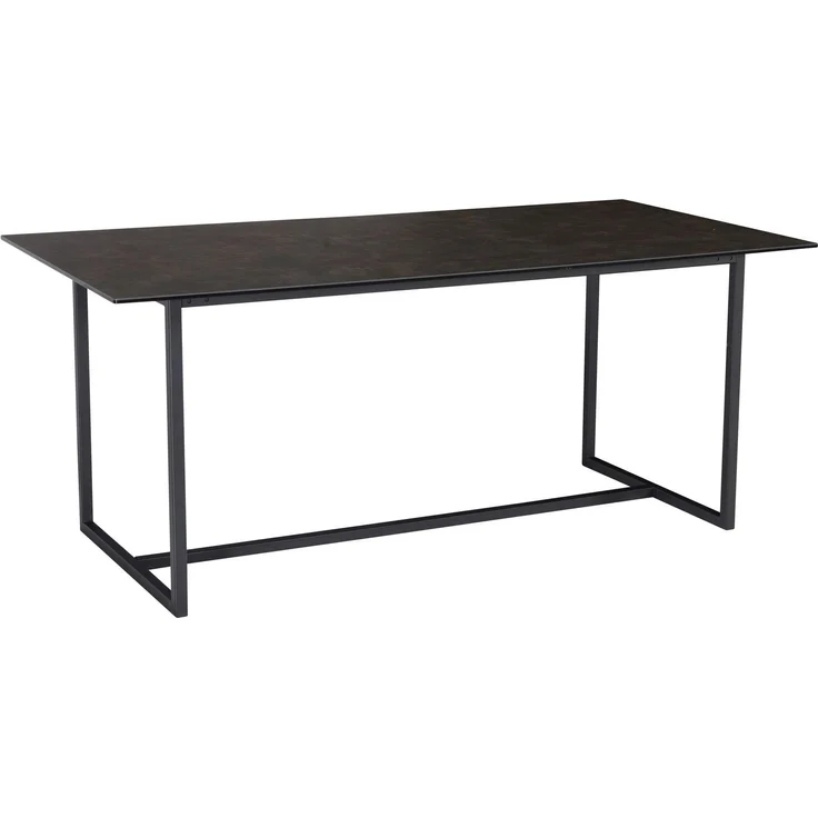 Esszimmertisch 180x90x76cm Keramik Glas Schwarz Metallbeine Rechteckig – Bild 1