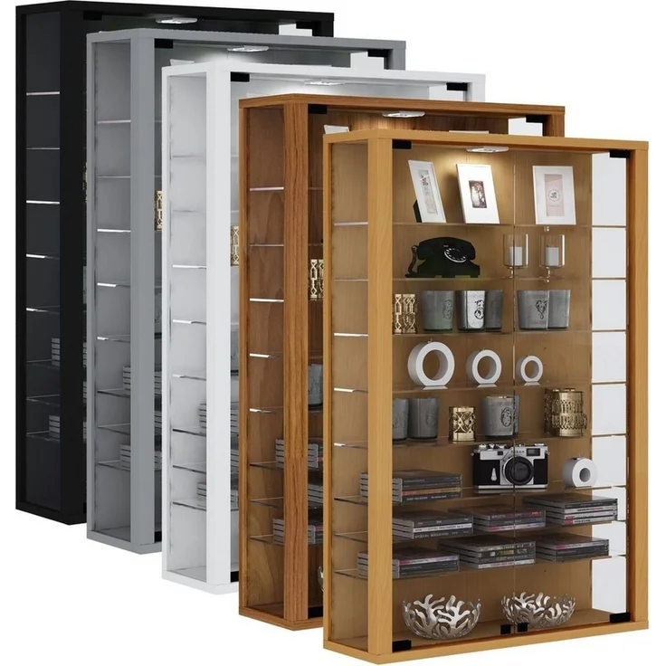 VCM Wandvitrine Vitrosa 904115 Silber H. 91 x B. 59 x T. 18 cm – Bild 5