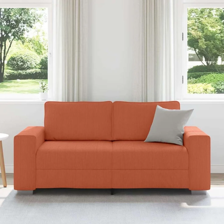 vidaXL Zweisitzer-Sofa Rot Orange 180x77x82 cm Cordstoff 4105206 – Bild 2