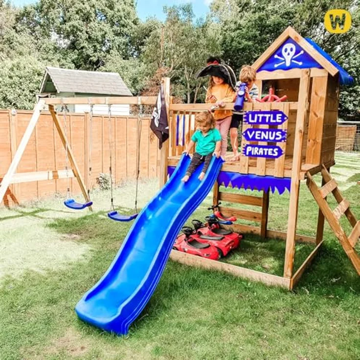 Wickey Spielturm Smart Cave, Abenteuer-Klettergerüst mit Schaukel, Leiter & Rutsche, 120 cm Podesthöhe, 10 Jahre Garantie* – Bild 7