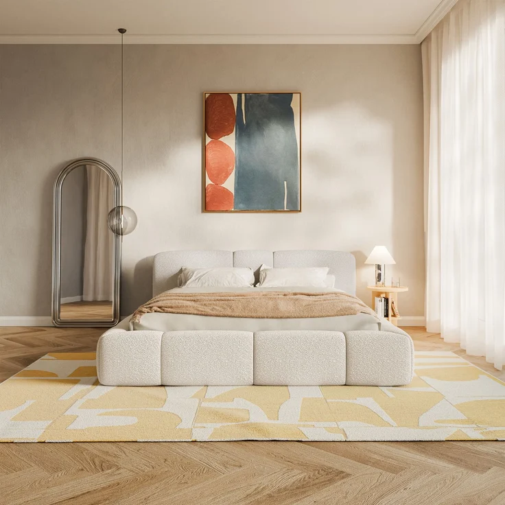Selsey 'Bowia' Polsterbett 140x200 cm, Bettkasten, Bouclé Hellbeige – Bild 2