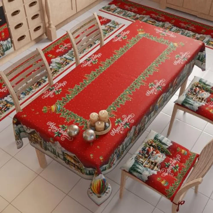 PETTI Artigiani Italiani - Weihnachts-Küchenläufer, Rutschfester und waschbarer Weihnachts-Küchenteppich, Weihnachtsteppich 52x100 cm Weihnachtsmanndorf, Made in Italy – Bild 4